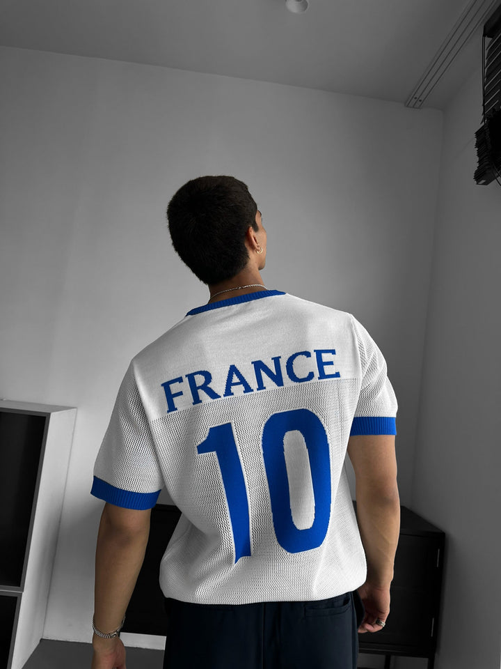 Oversize France Knit T-shirt - Biały