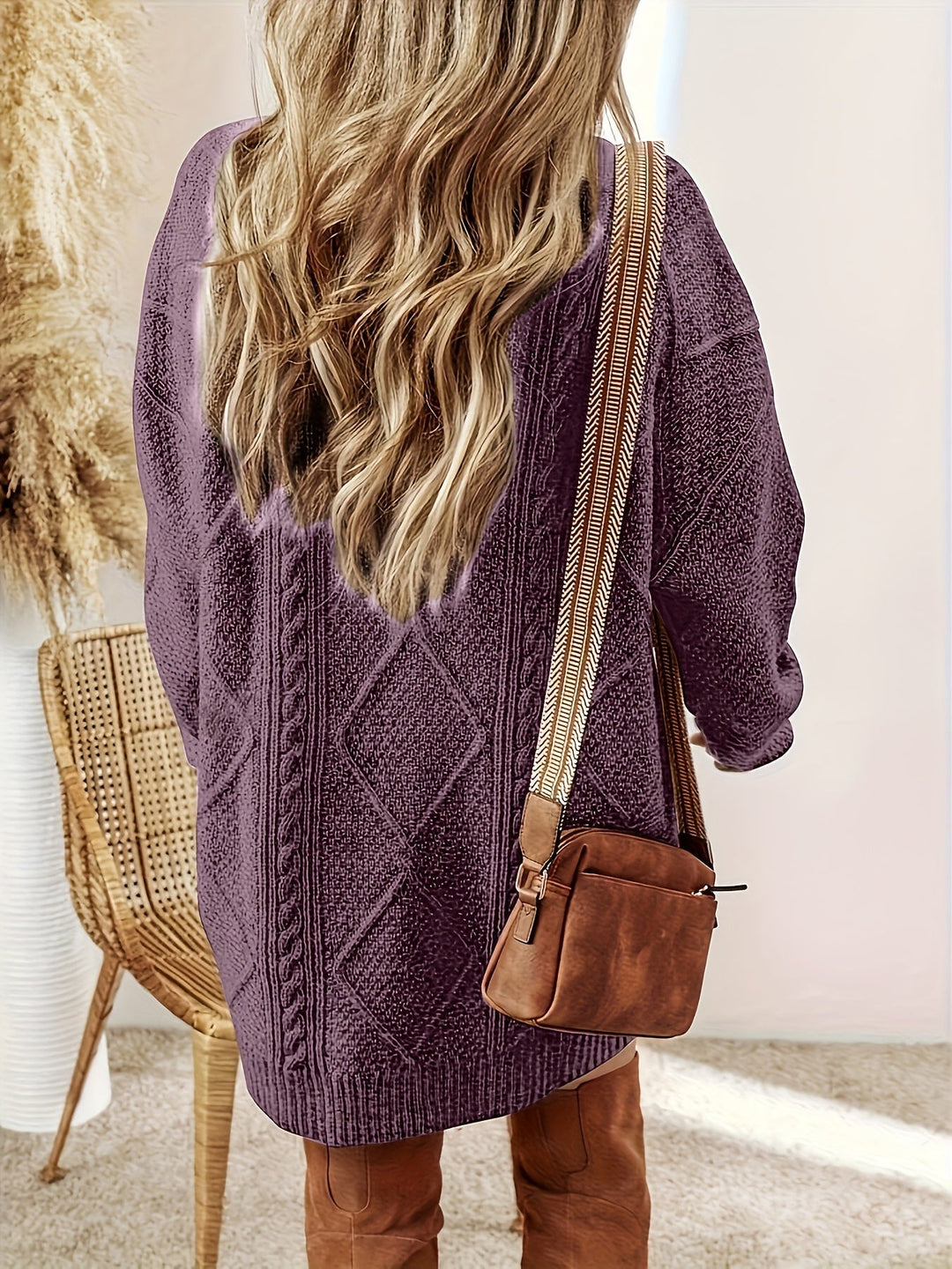 Cable-Textured sukienka swetrowa
