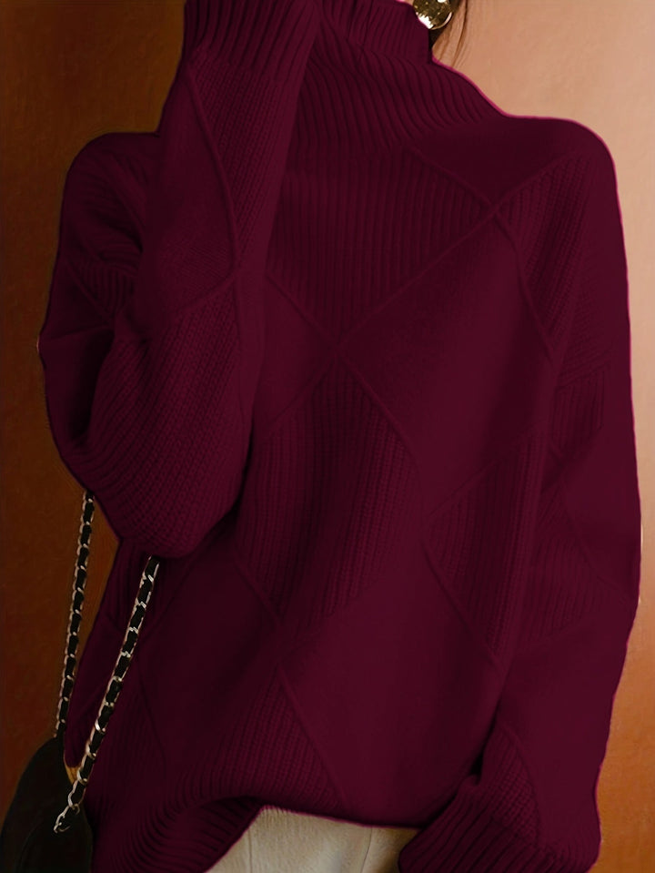Fakturowany sweter z golfem