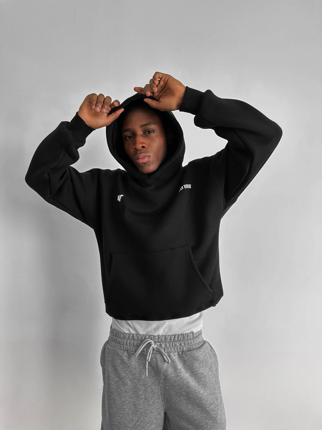 Oversize Hoodie z efektem motyla - Czarny i Antracytowy