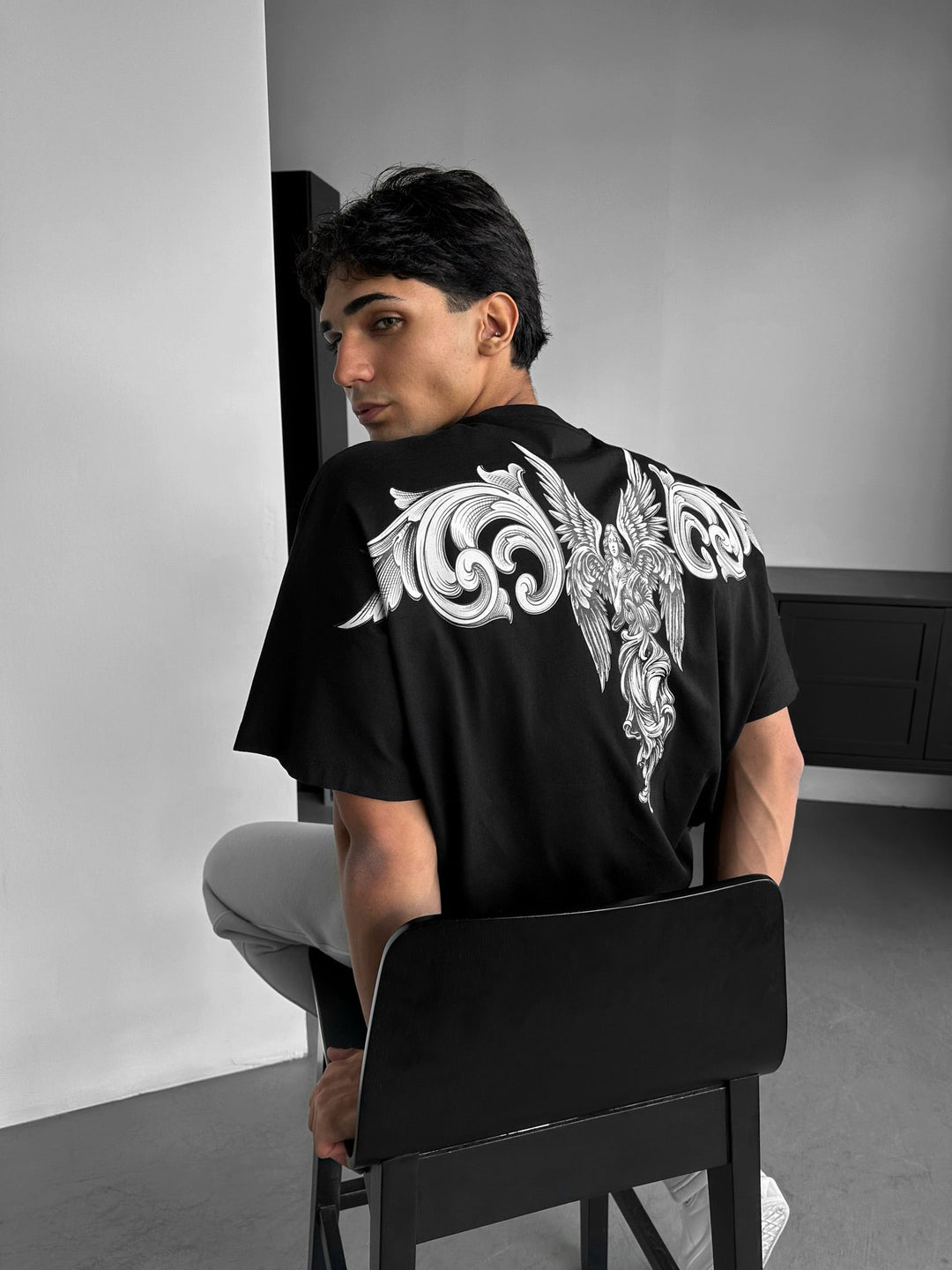 T-shirt Oversize Sky Angel - Czarny
