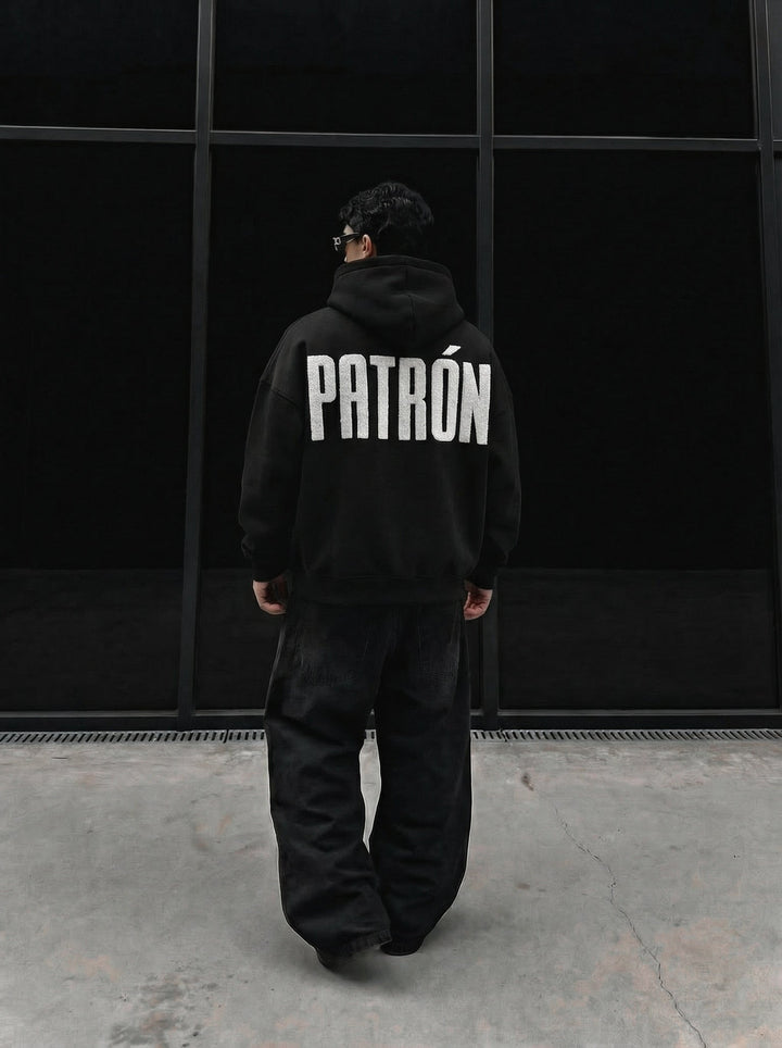 Hoodie Oversize z Detalami - Czarny i Biały