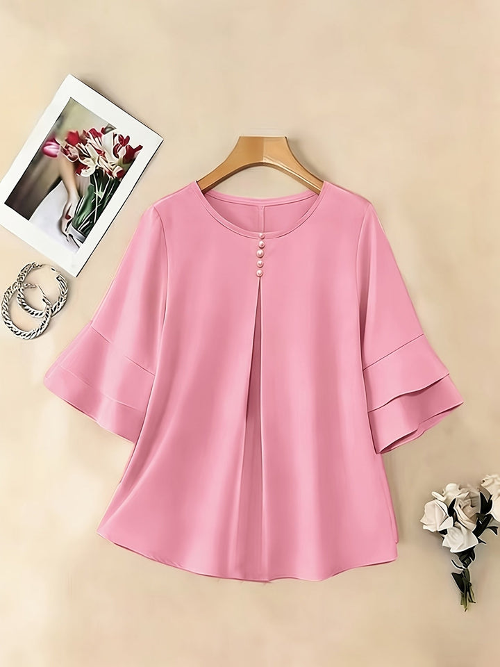 Flared-Sleeve plisowany bluzka
