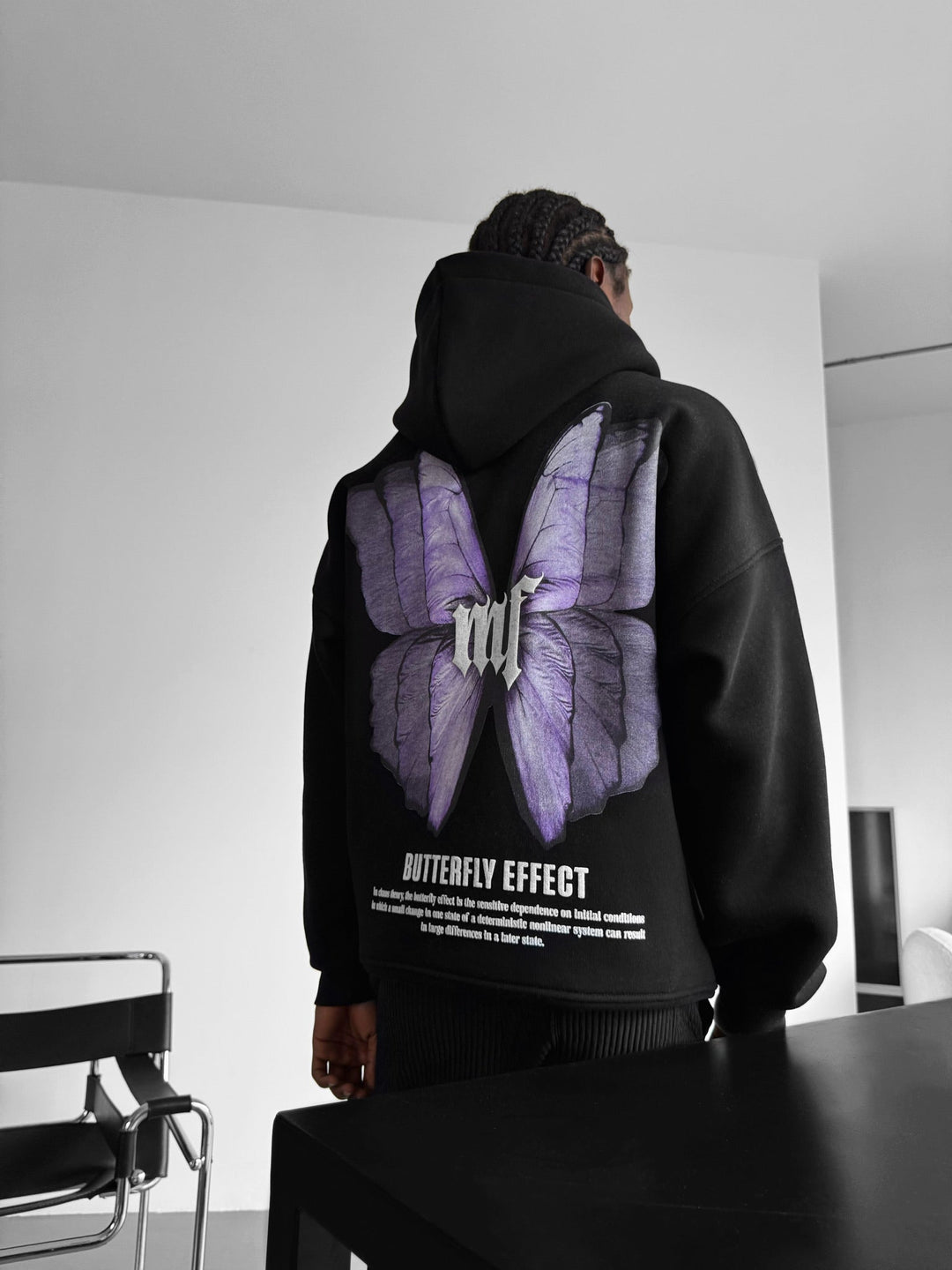 Hoodie z efektem motyla w oversize - Czarny