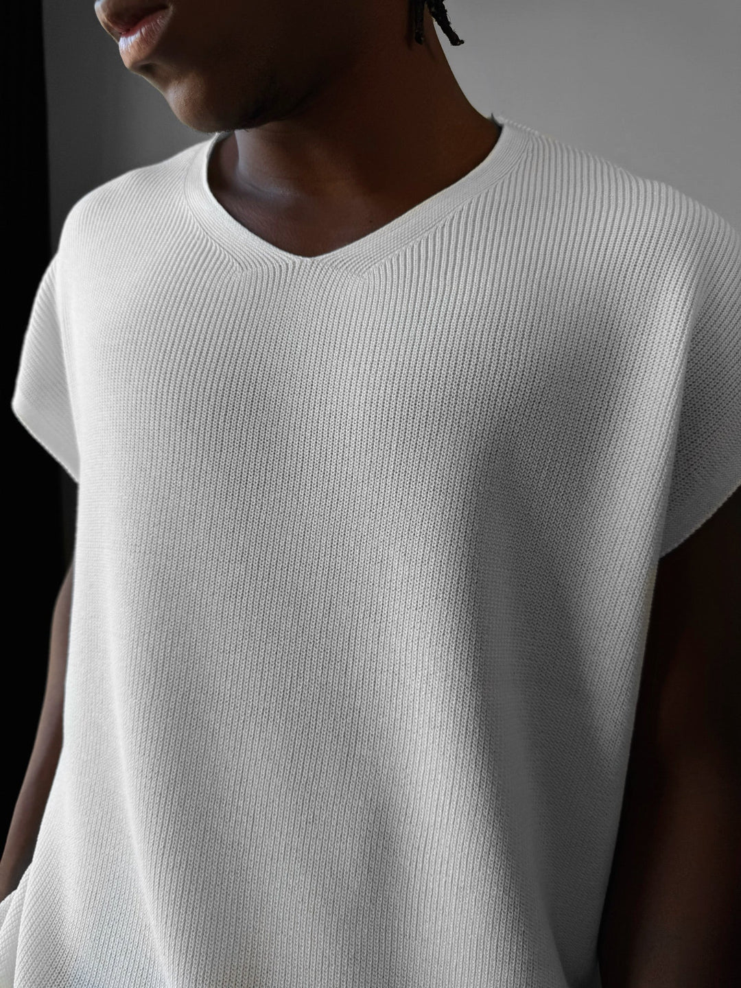 Oversize Rolowany Krawędź Top - Ecru