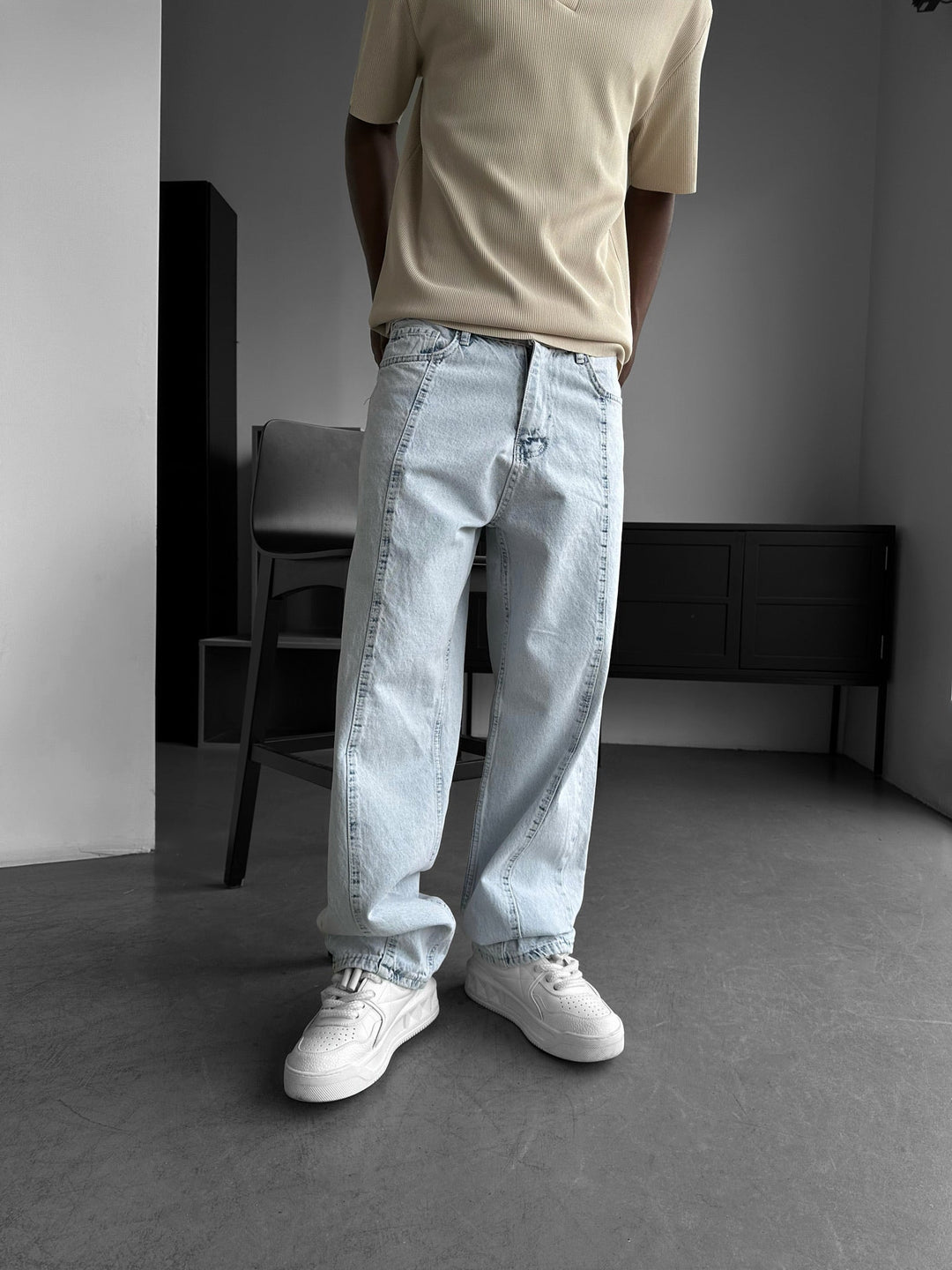 Baggy Jeans Front Line - Lodowy Niebieski