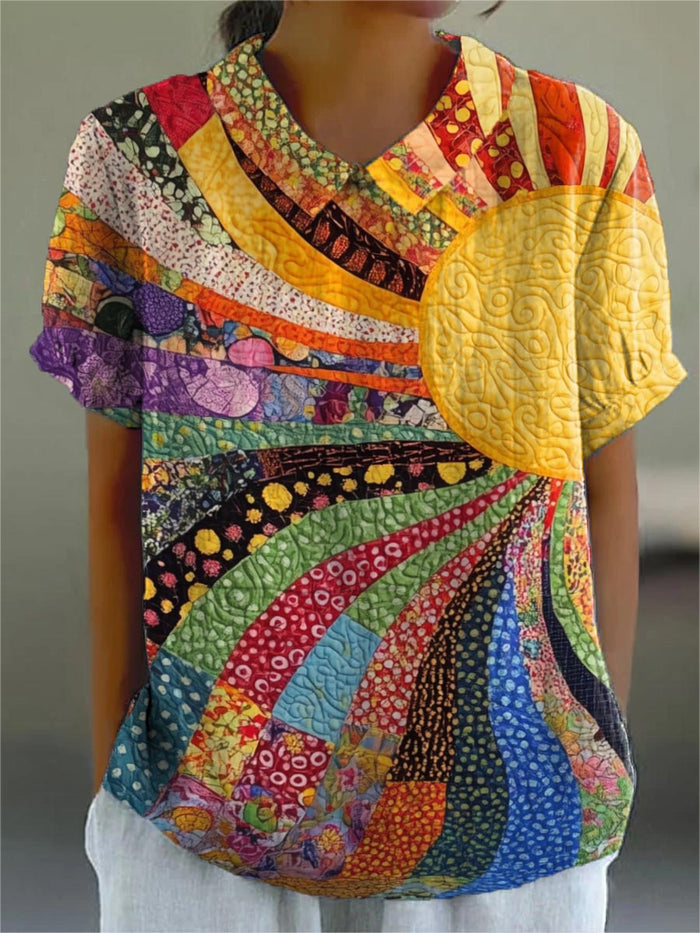 Elegancki Sunburst Patchwork koszula