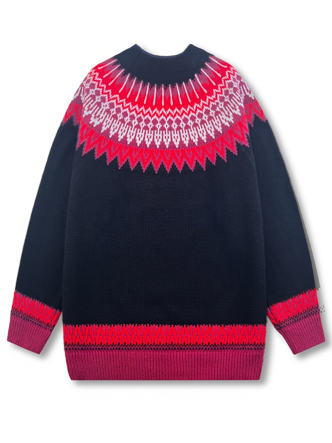 Chunky Jacquard Round szyja sweter