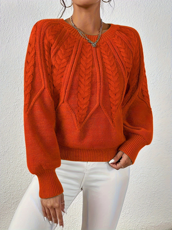 Warkoczowy splot Round-Neck sweter