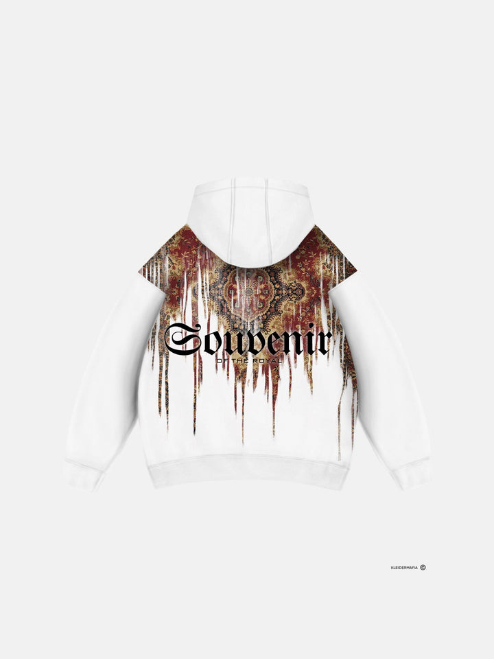 Oversize Pamiątkowy Hoodie - Biały i Czerwony