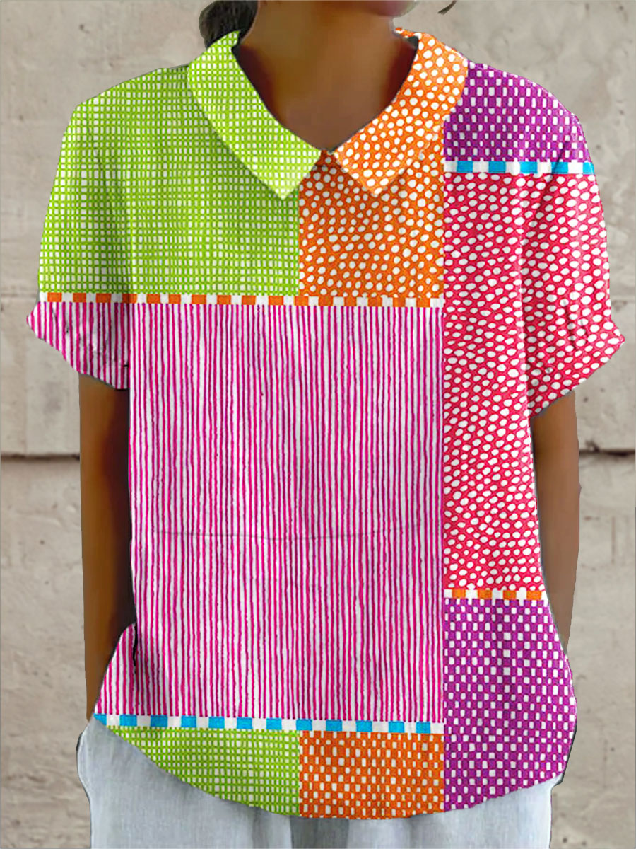 Stylowy Colorful Patchwork koszula