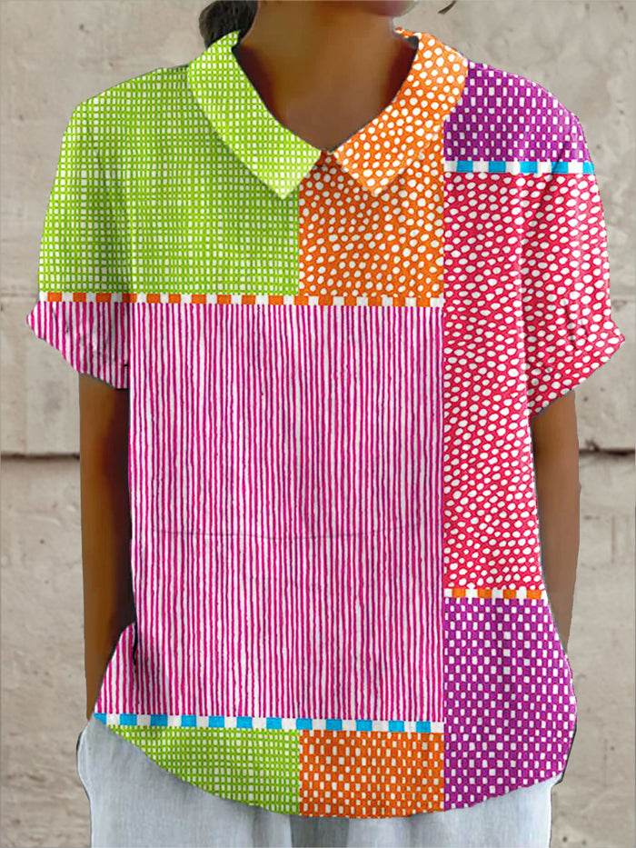 Stylowy Colorful Patchwork koszula
