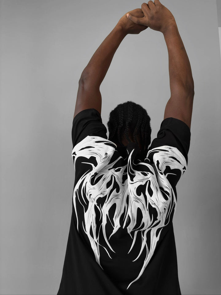 T-shirt Oversize Tribal - Czarny