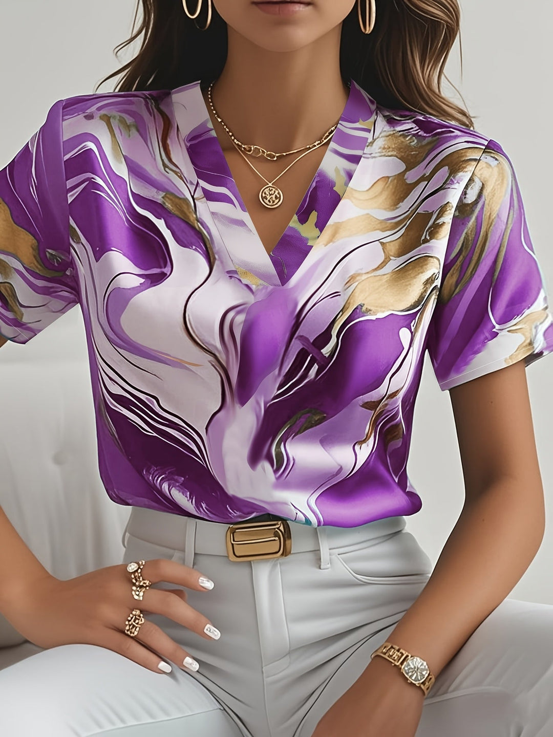 Artful Swirl-Print bluzka