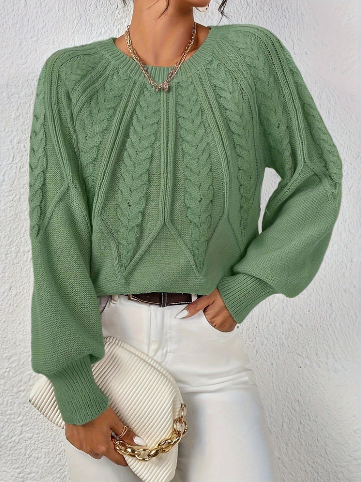 Warkoczowy splot Round-Neck sweter