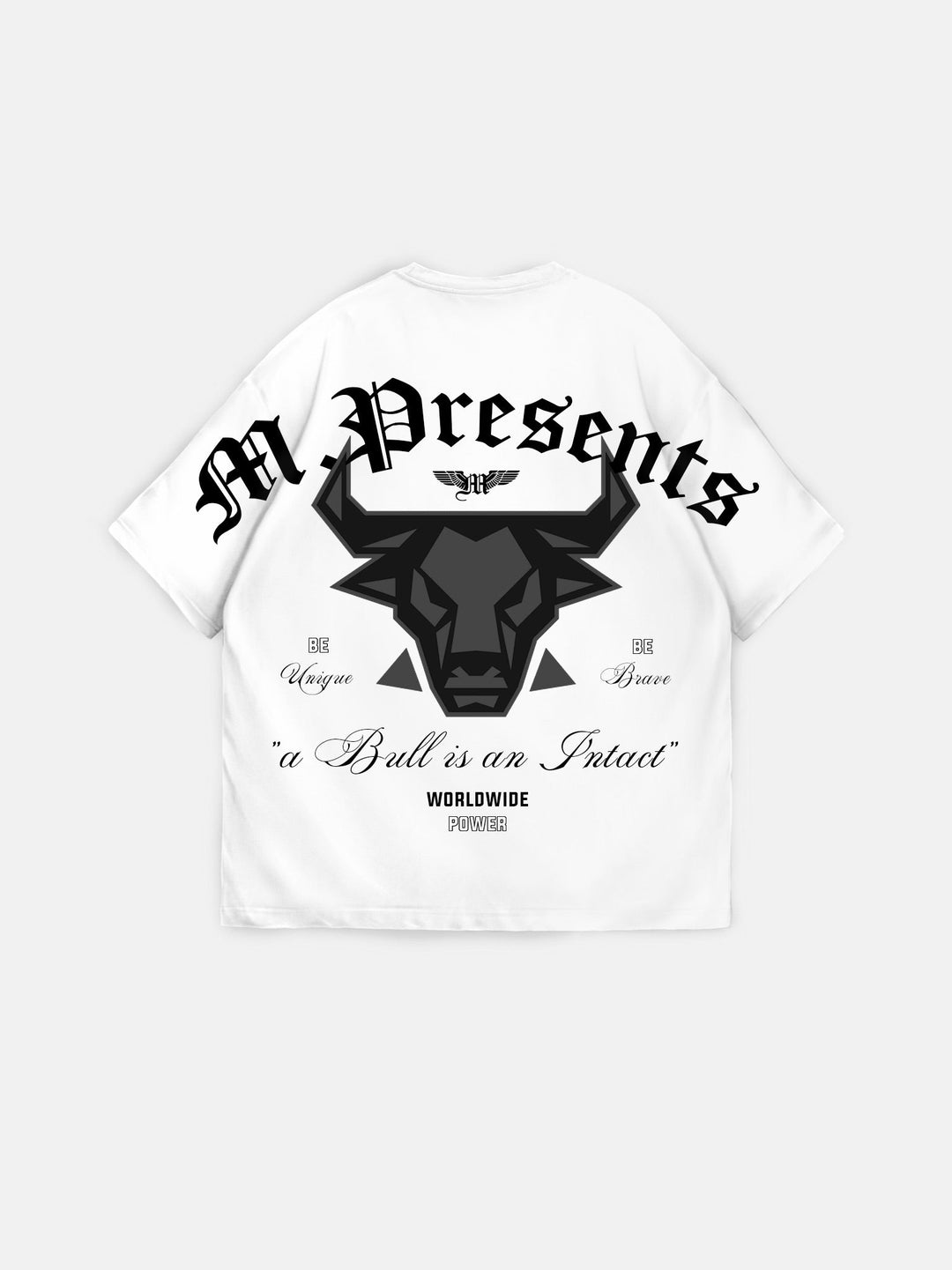 T-shirt Oversize Bull Worldwide - Ecru i Czarny