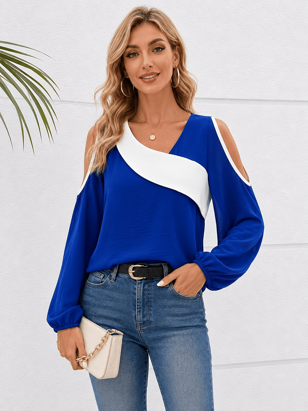 Cold-Shoulder blok kolorystyczny top