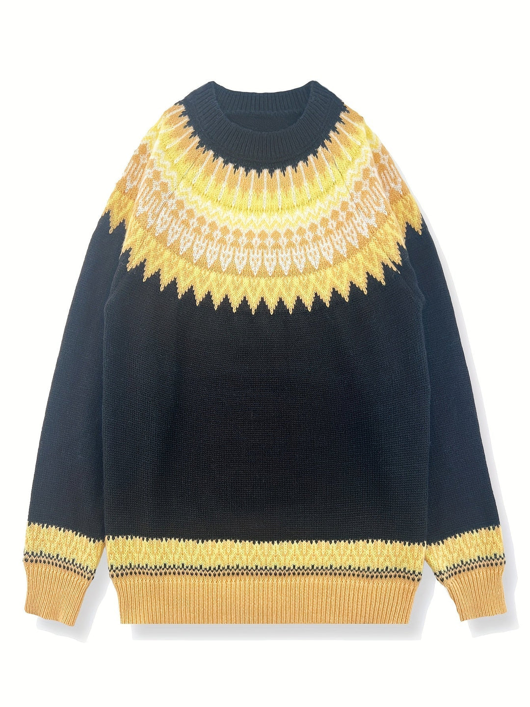 Chunky Jacquard Round szyja sweter