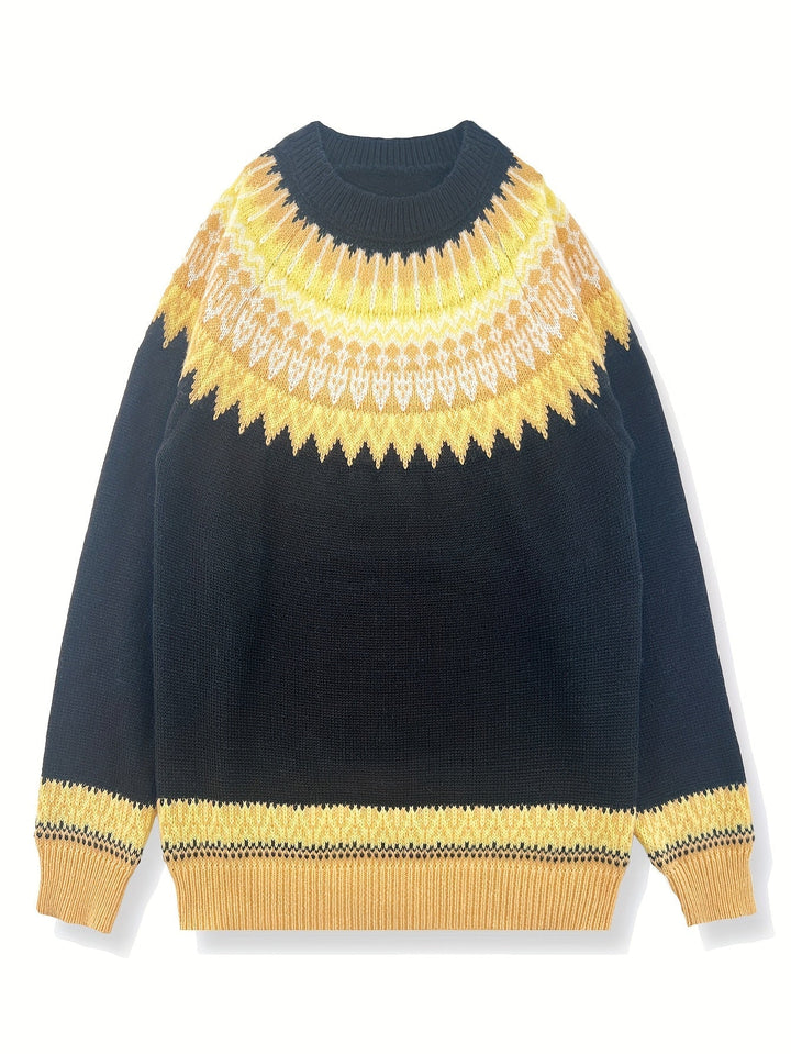 Chunky Jacquard Round szyja sweter