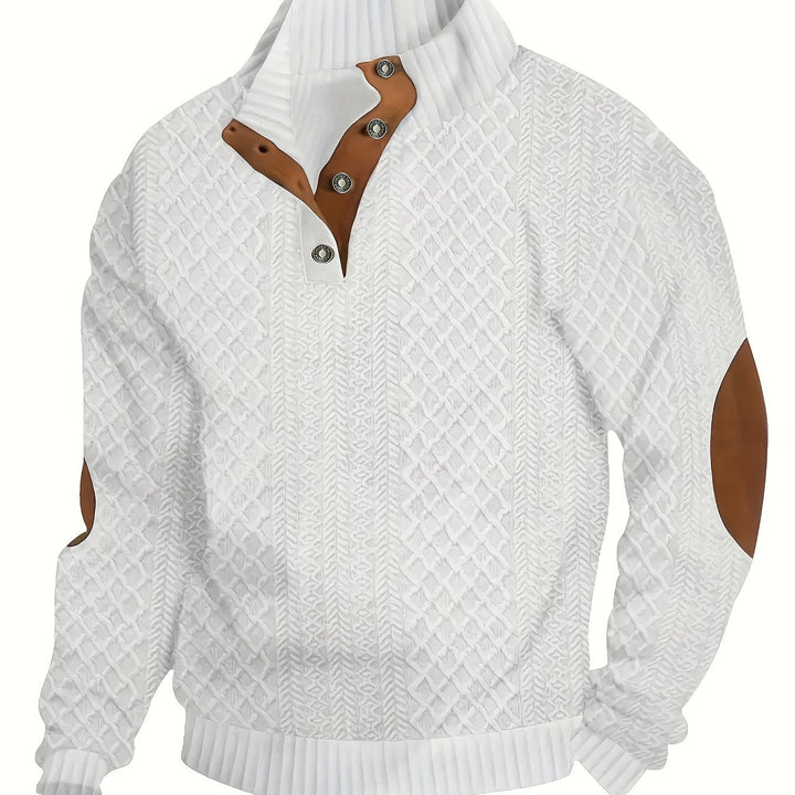 Wyróżniać się kołnierz guzik Henley sweter