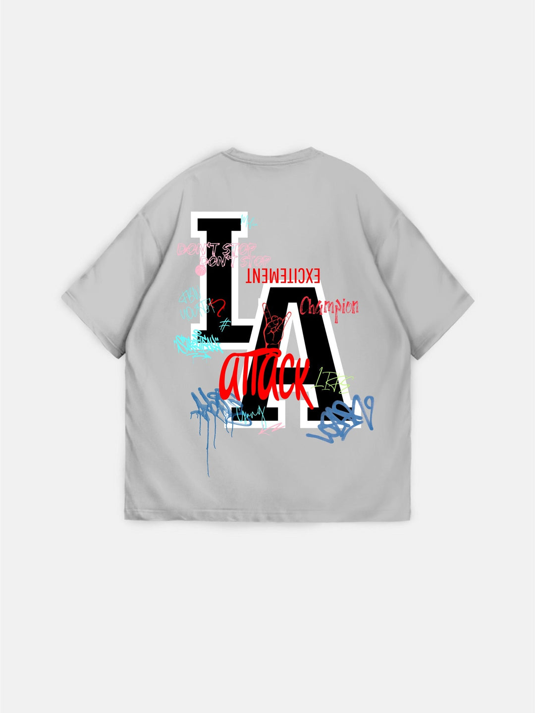 Oversize L.A T-shirt - Szary