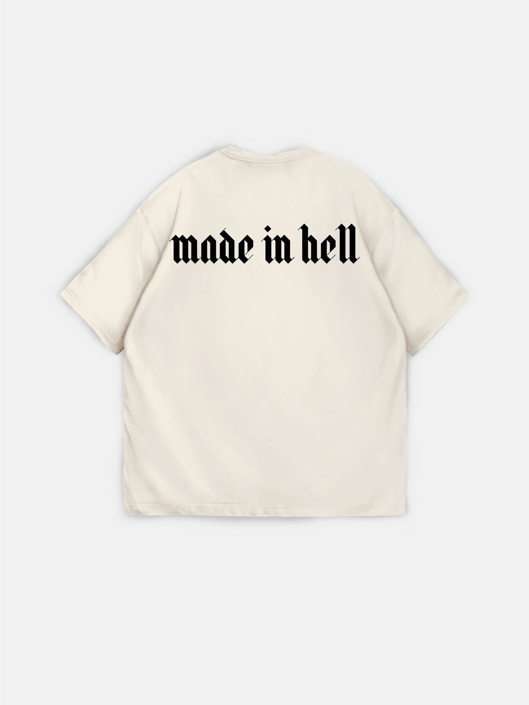 Oversize T-shirt Made in Hell - Beżowy
