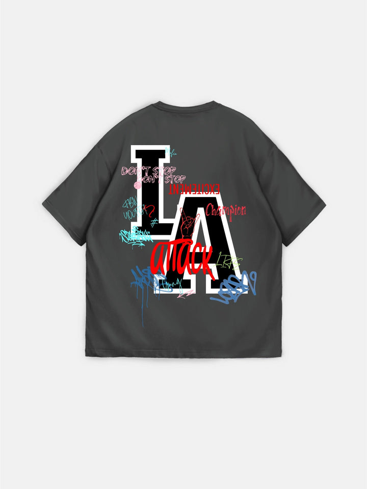 Oversize T-shirt L.A - Antracytowy