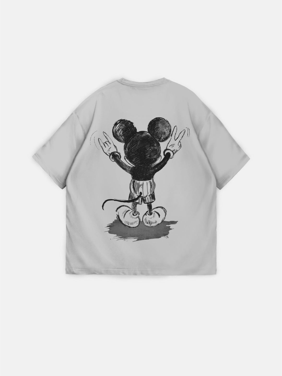 T-shirt Oversize z Myszką - Szary