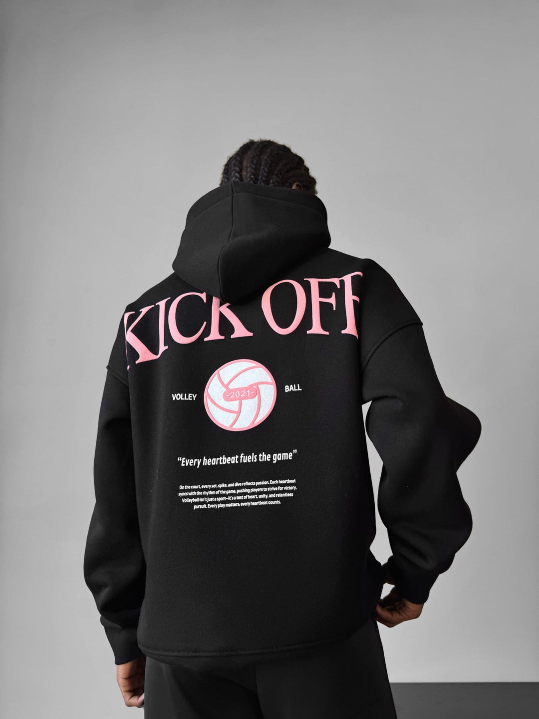 Oversize "KICK OFF" Hoodie - Czarny