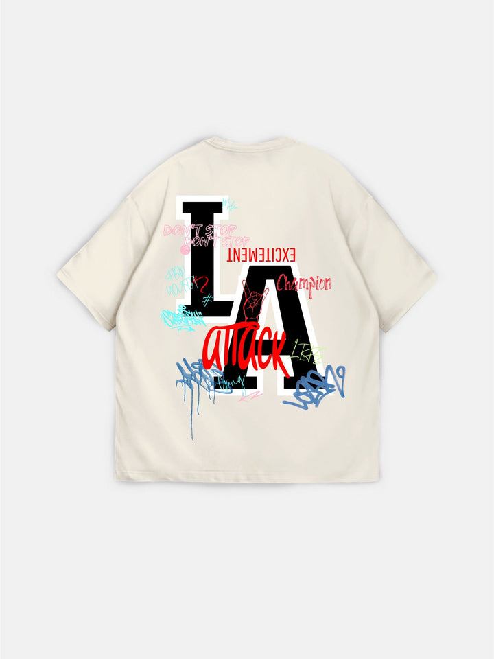 Oversize L.A T-shirt - Beżowy