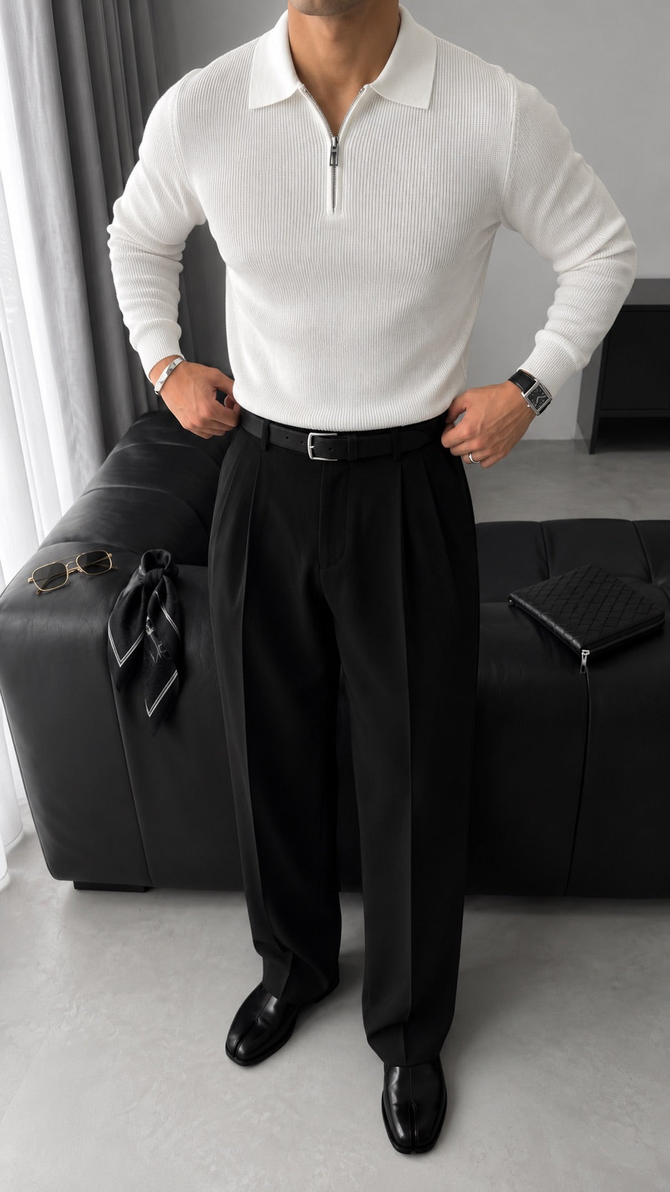 Sweter Polo o Luźnym Kroju - Ecru