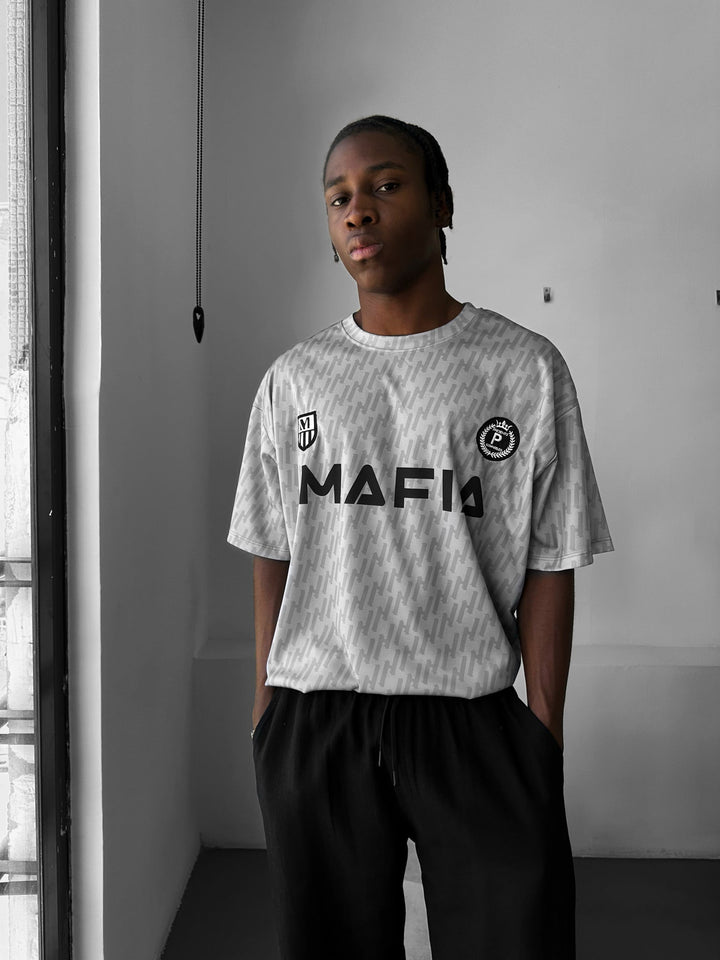 Oversize Mafia Trikot T-Shirt - Szary