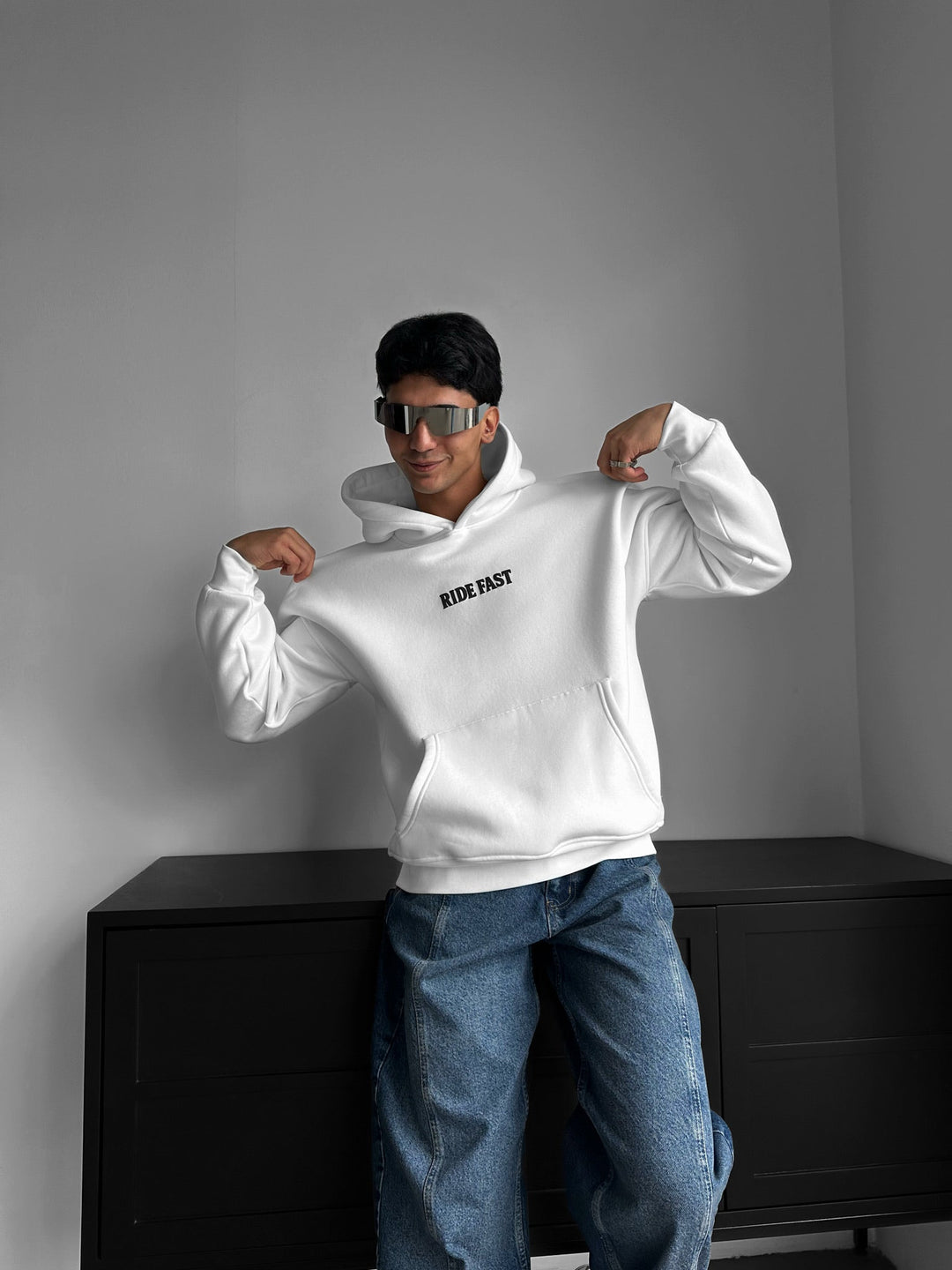 Oversize Ride Fast Hoodie - Ecru
