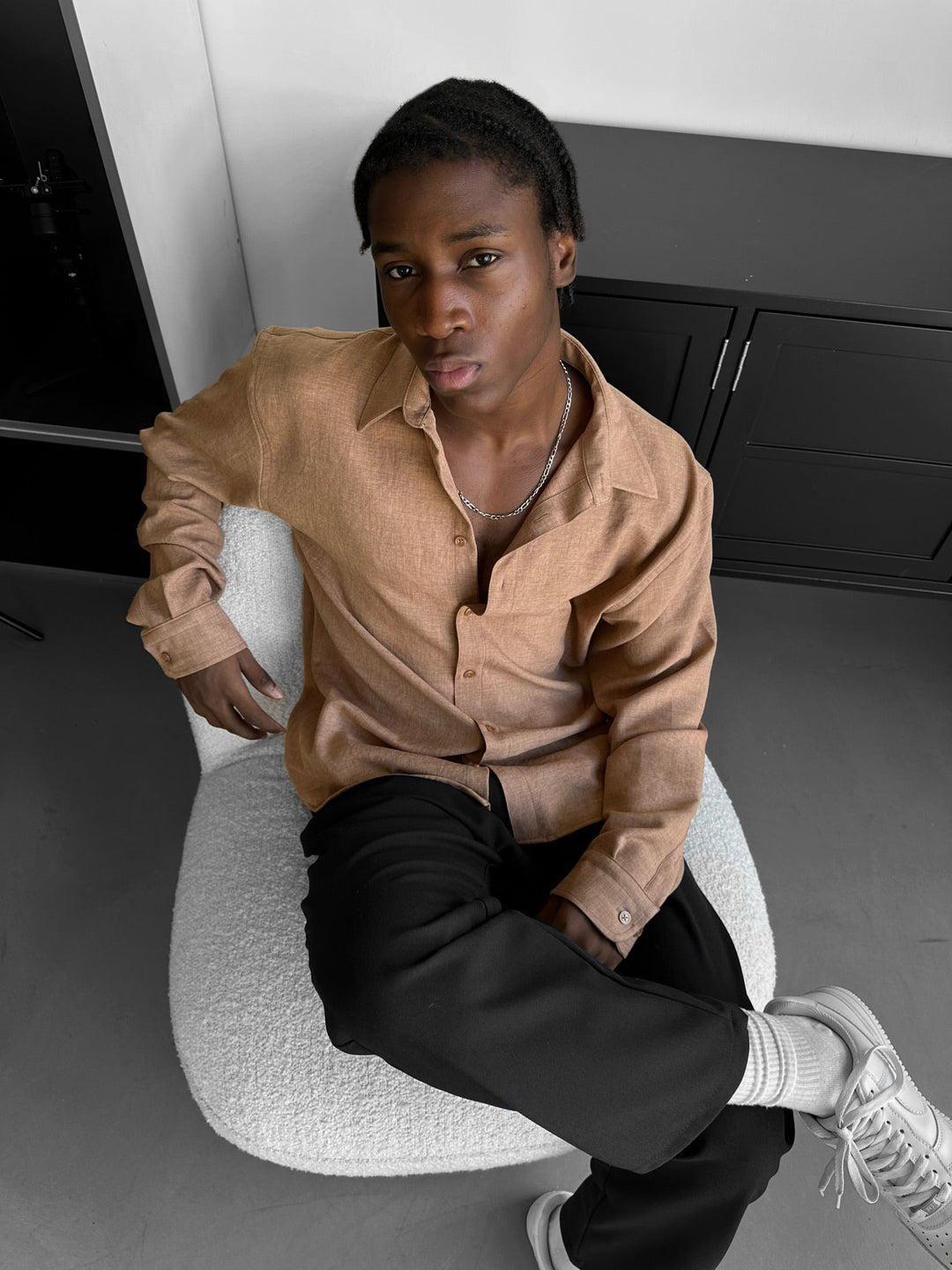 Koszula Oversize Oxford - Camel