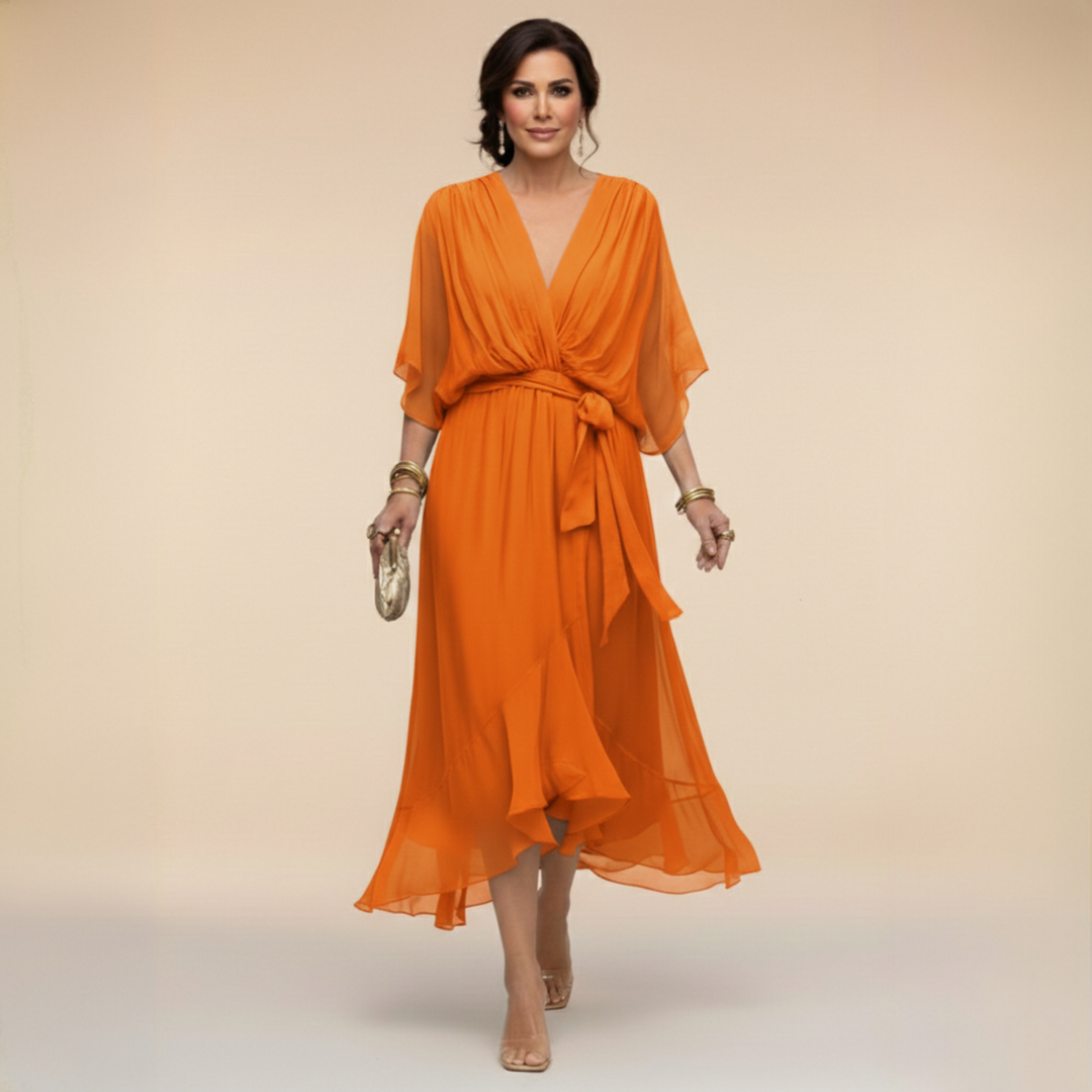 Stylowy Chiffon dekolt V sukienka