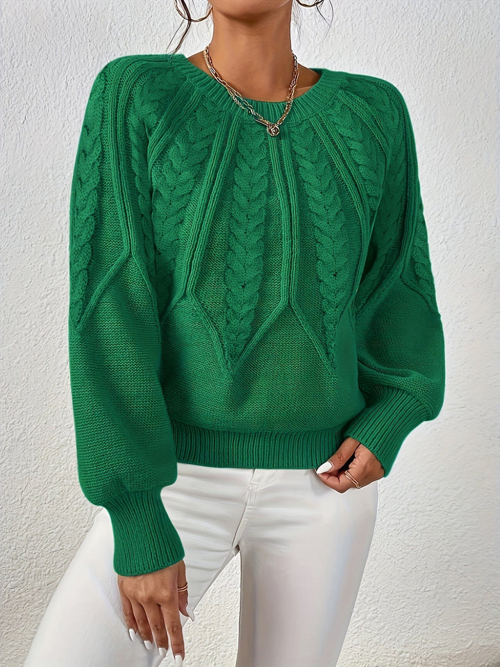 Warkoczowy splot Round-Neck sweter