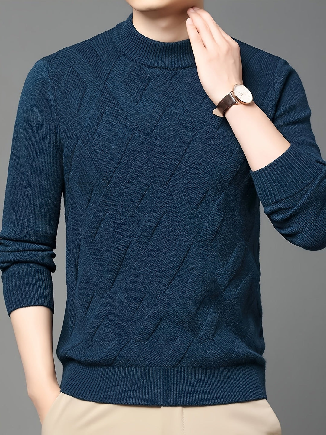 Fakturowany półgolf sweter