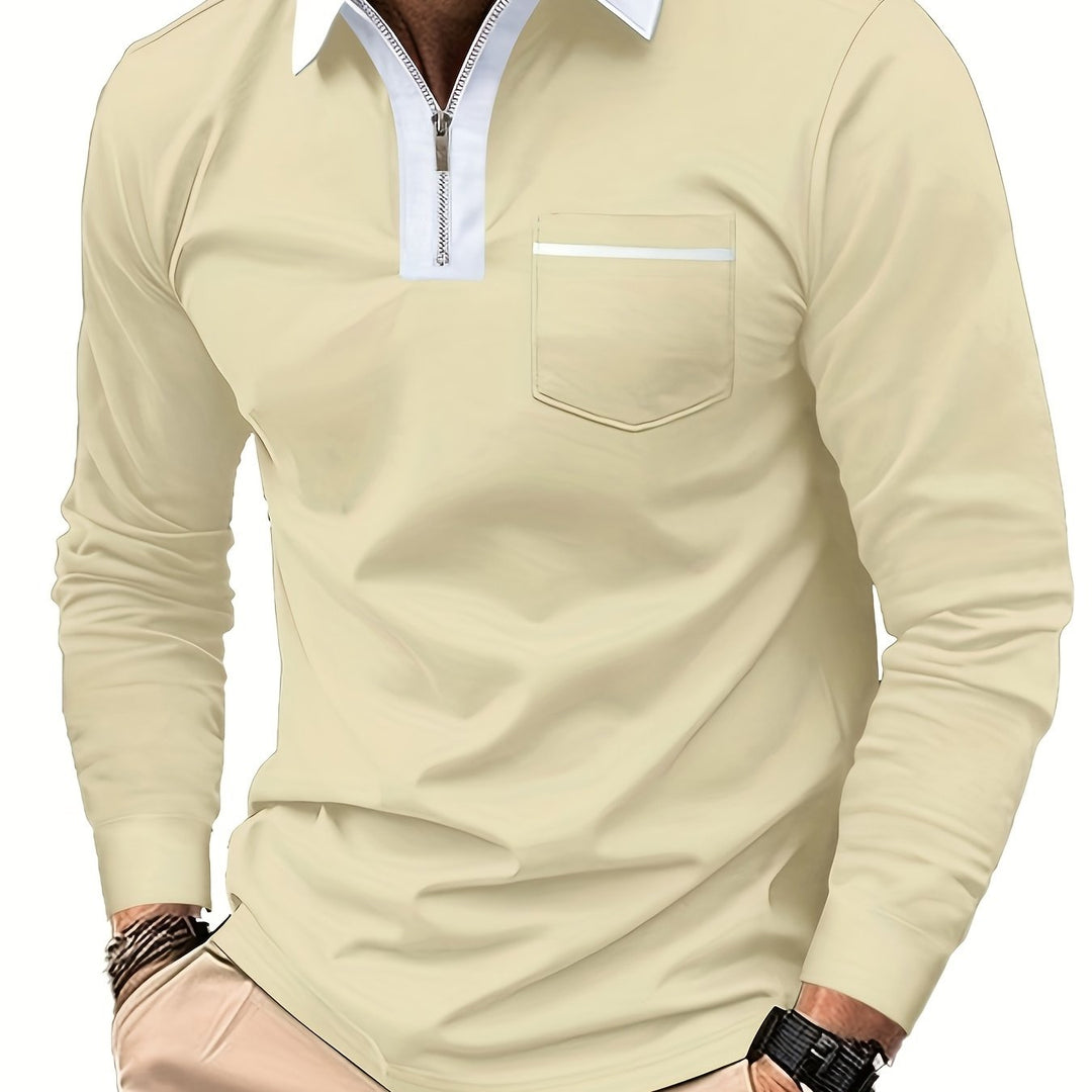 Elegancki zamek-kołnierz koszulka polo