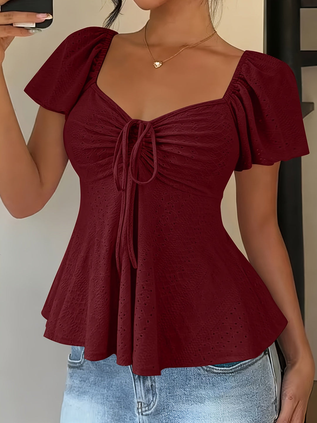 Flutter-Sleeve peplum top