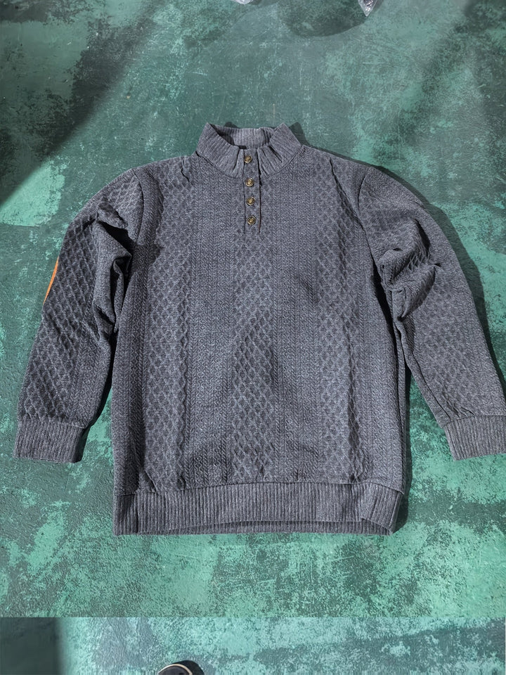 Wyróżniać się kołnierz guzik Henley sweter