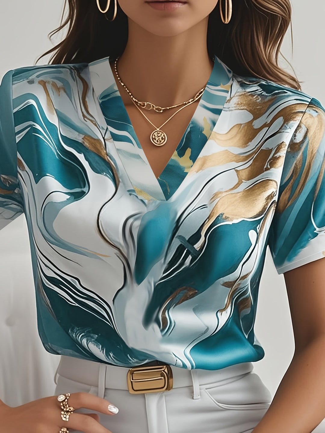 Artful Swirl-Print bluzka