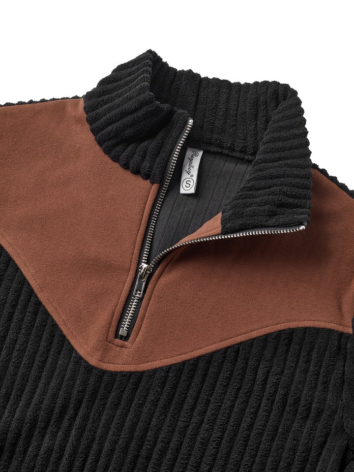 Prążkowany zamek 1/4 sweter