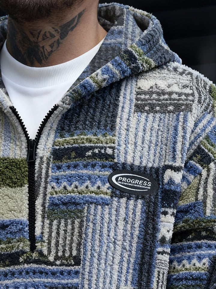 Wzorzysty zamek 1/4 sweter