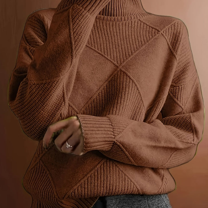 Fakturowany sweter z golfem