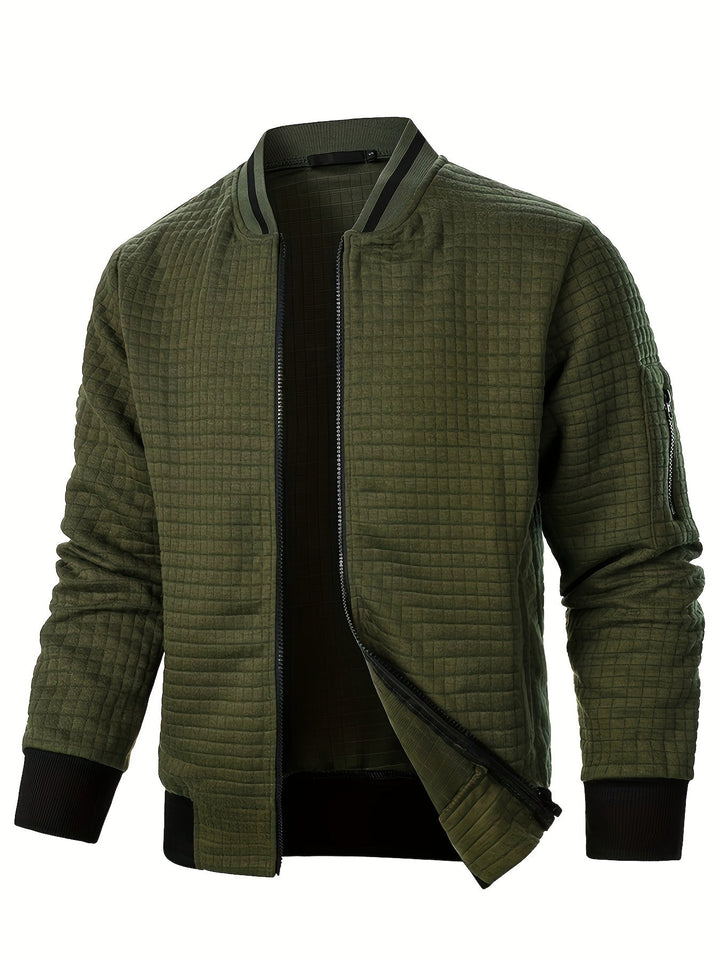 Fakturowany Zip-Up Bomber kurtka
