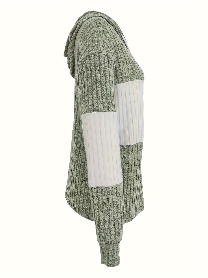 Przytulny blok kolorów Zip-Up bluza z kapturem