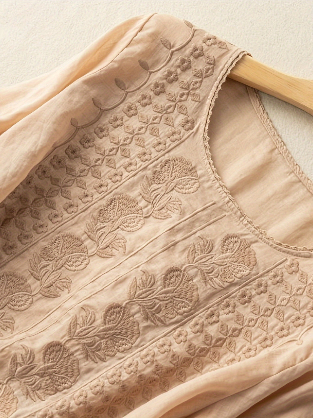 Haftowany Scoop-Neck bluzka