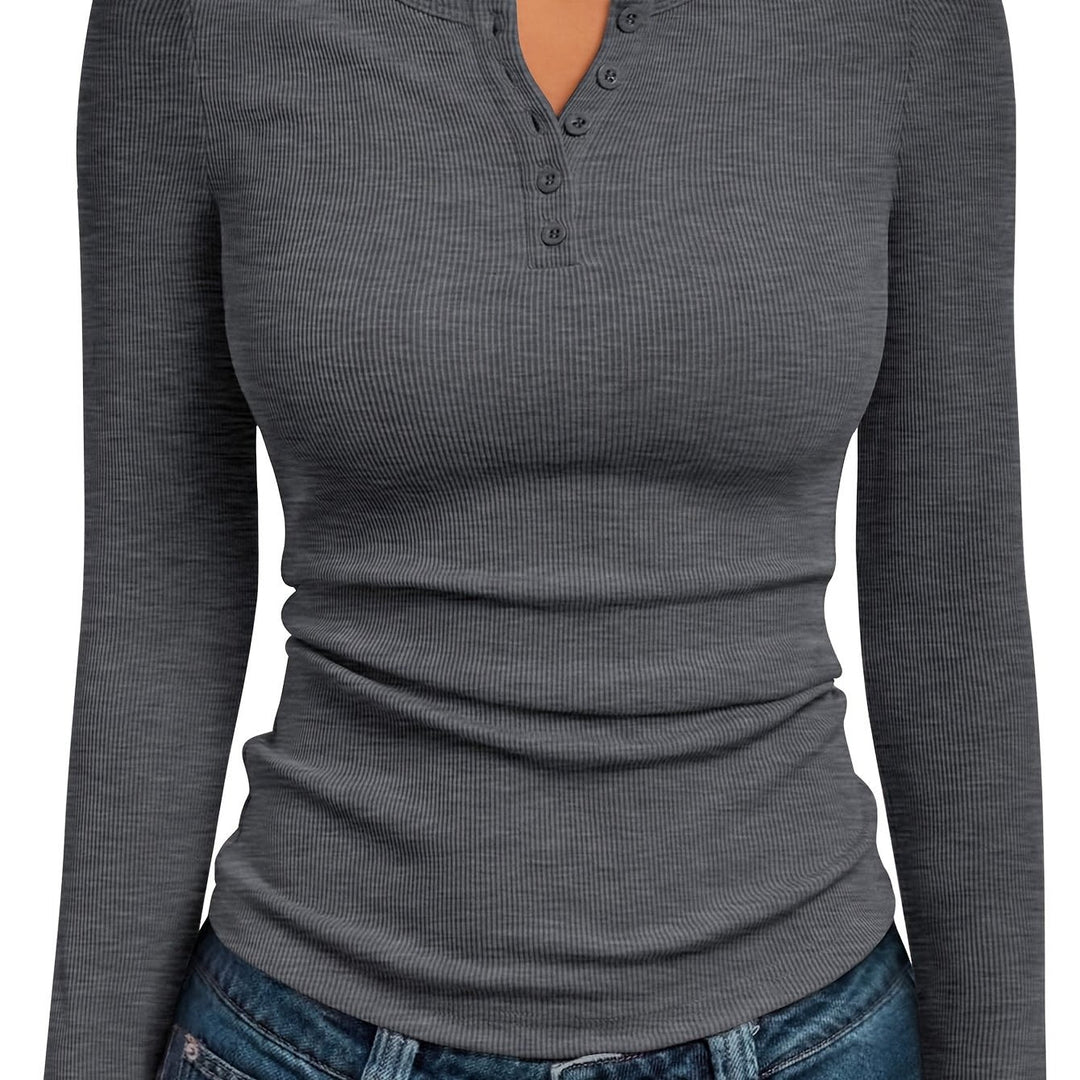 Dopasowany guzik Henley top