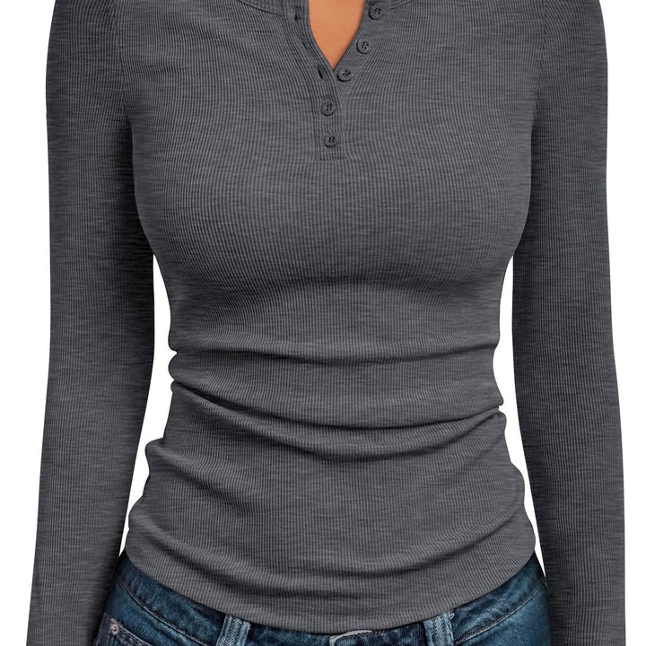 Dopasowany guzik Henley top