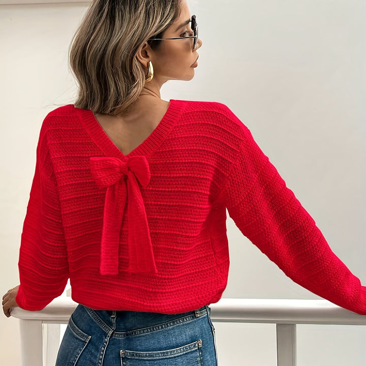 Bow-Detail dzianina sweter